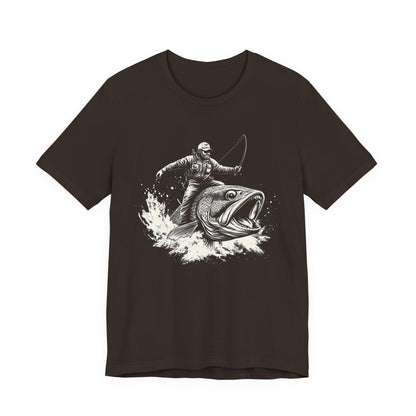 Funny Fisherman Riding a Trout T-Shirt, Fishing Tee, Wild Western Shirt - PopCultureByDesign36