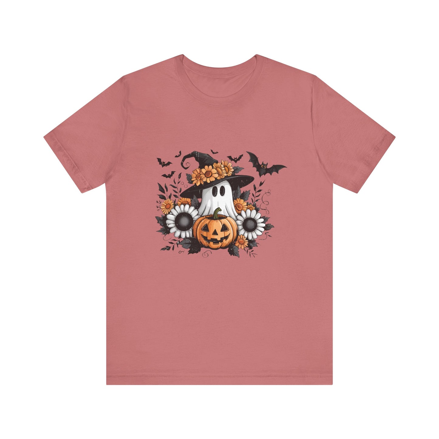 Funny Ghost Pumpkin Shirt, Boho Ghost Shirt, Soft floral ghost - PopCultureByDesign36