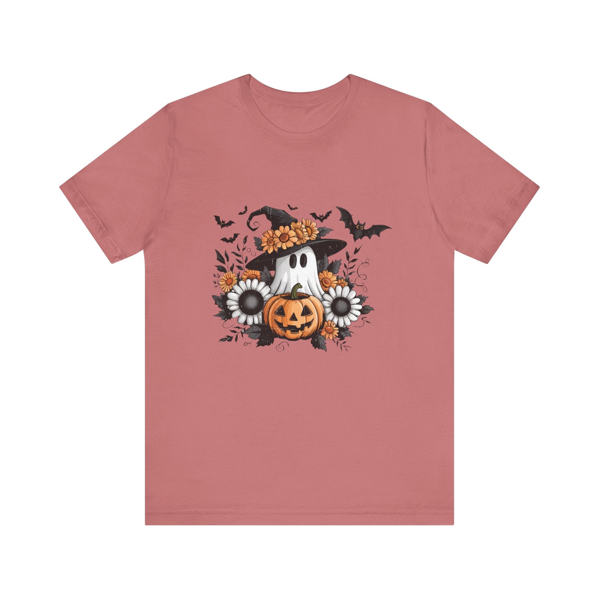 Funny Ghost Pumpkin Shirt, Boho Ghost Shirt, Soft floral ghost - PopCultureByDesign36