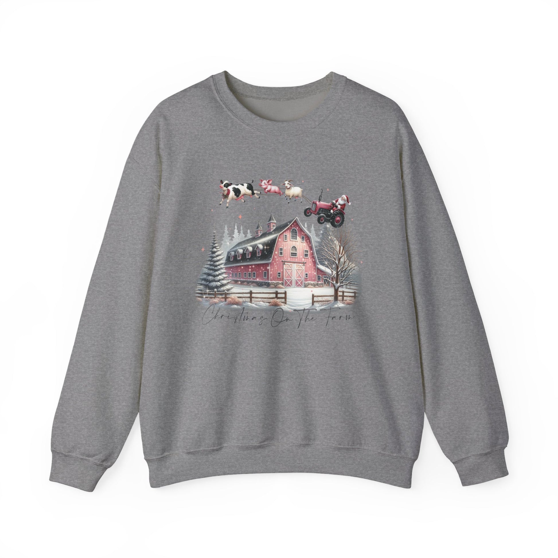 Christmas on the Farm Sweatshirt, Santa Tractor Farmhouse Tee - PopCultureByDesign36