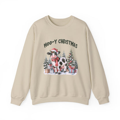 Moo-Y Christmas, Cute Cow Christmas sweatshirt, Country Farm Christmas Sweatshirt - PopCultureByDesign36