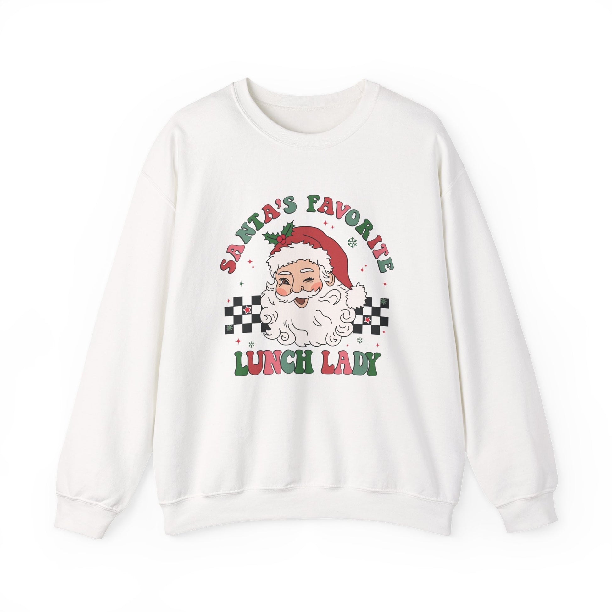 Santas Favorite Lunch Lady, Retro Santa Sweatshirt, Cute School Santa - PopCultureByDesign36