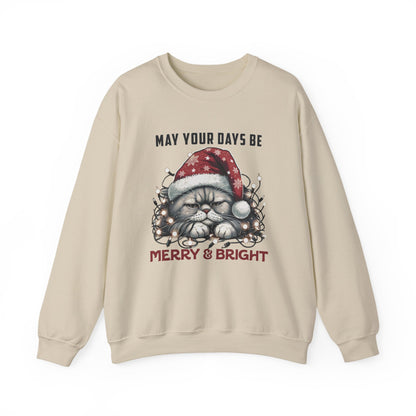 May Your Days Be Merry And Bright, Christmas Cat Sweatshirt, Holiday Cat - PopCultureByDesign36