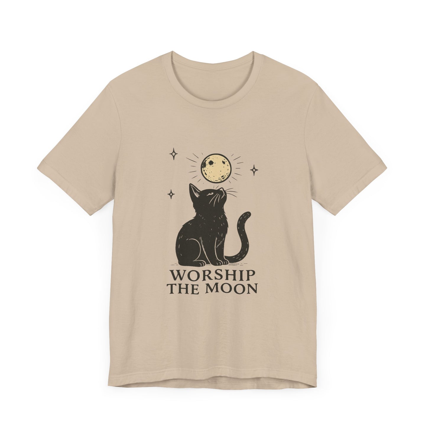 Worship The Moon, Cute Kitten Shirt, Celestial Cat Shirt - PopCultureByDesign36
