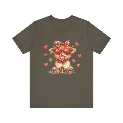 Valentines Highland Cow Shirt, Highland Cow Valentines Shirt, Cow Lover - PopCultureByDesign36