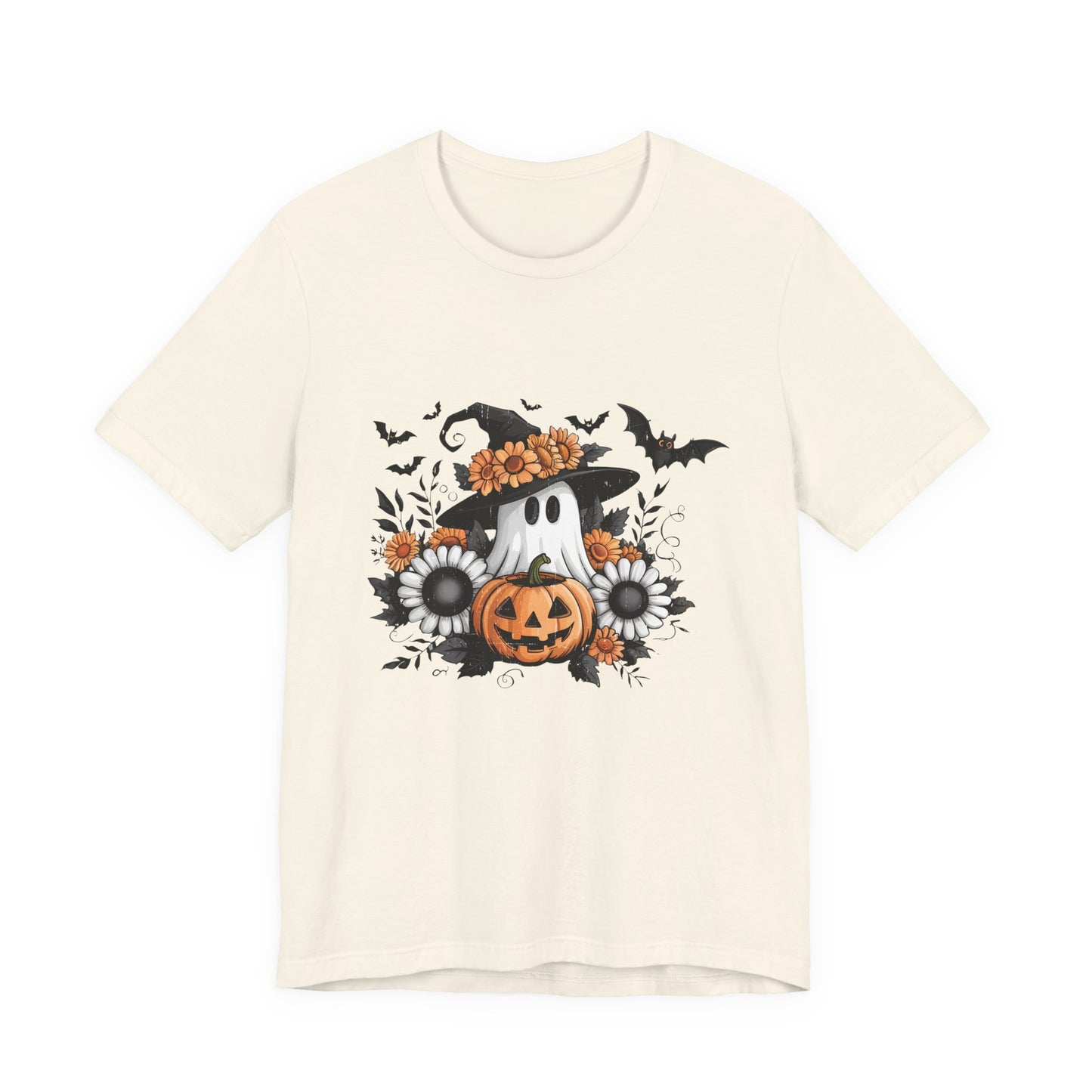 Funny Ghost Pumpkin Shirt, Boho Ghost Shirt, Soft floral ghost - PopCultureByDesign36