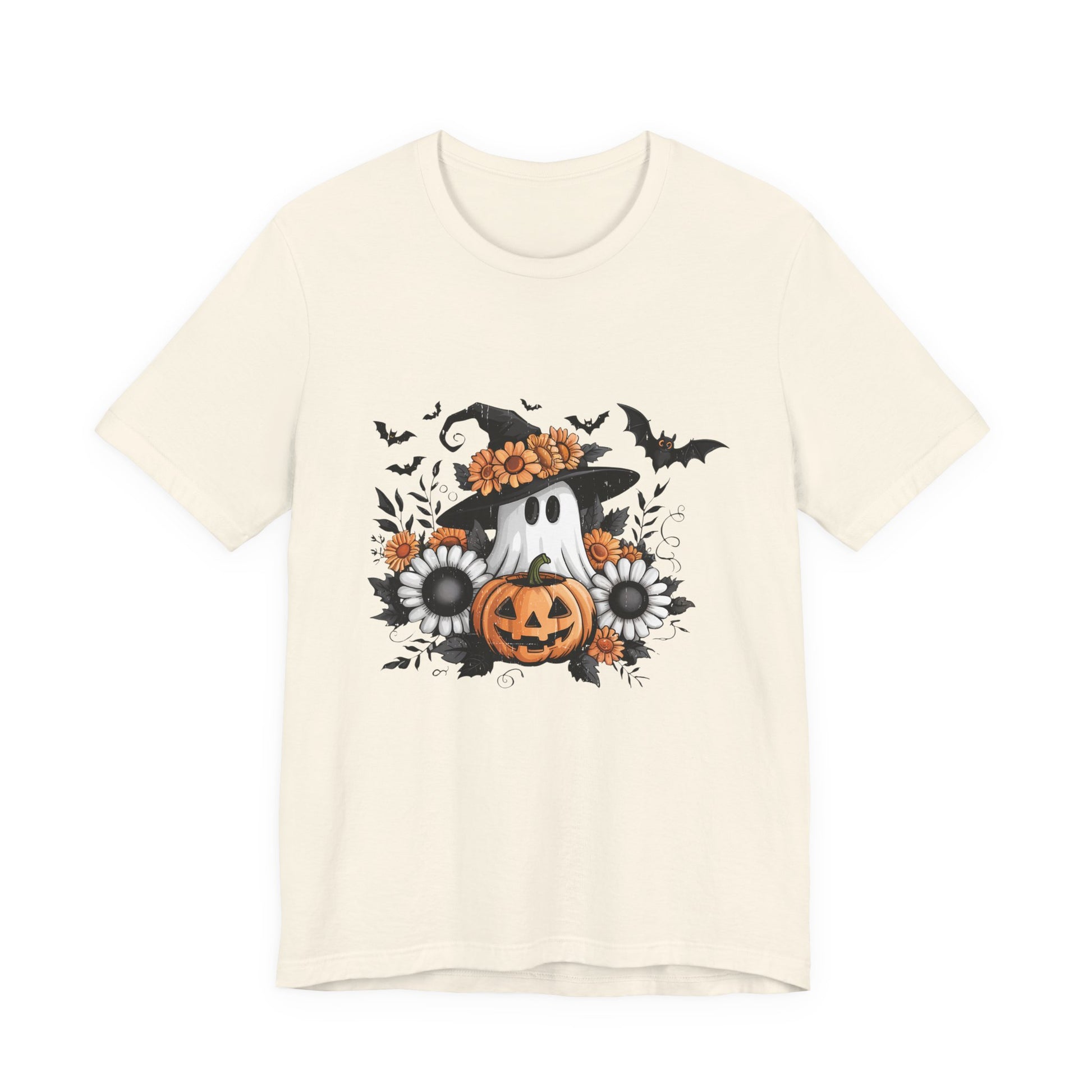 Funny Ghost Pumpkin Shirt, Boho Ghost Shirt, Soft floral ghost - PopCultureByDesign36