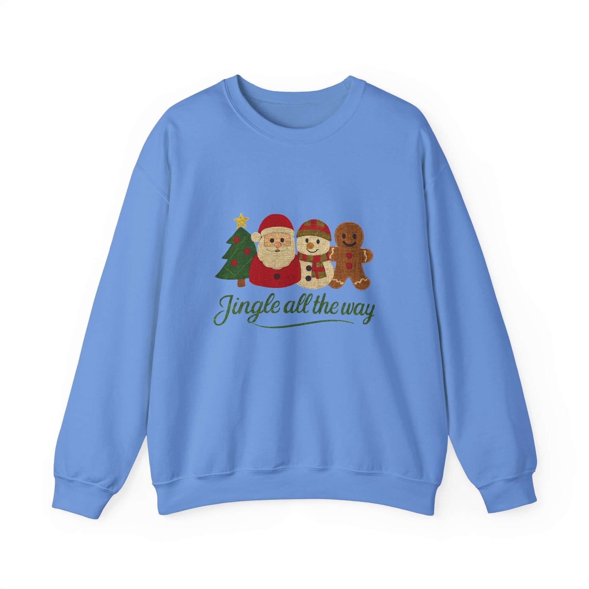 Christmas Jingle All the Way Sweatshirt, Santa Snowman Gingerbread Sweatshirt - PopCultureByDesign36