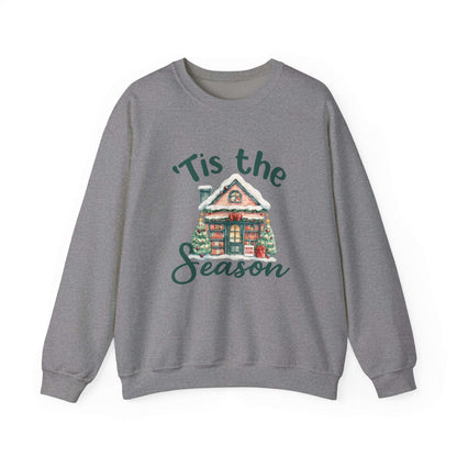 Tis The Season Cozy Christmas Cottage Sweatshirt, Holiday Bookstore Sweatshirt - PopCultureByDesign36