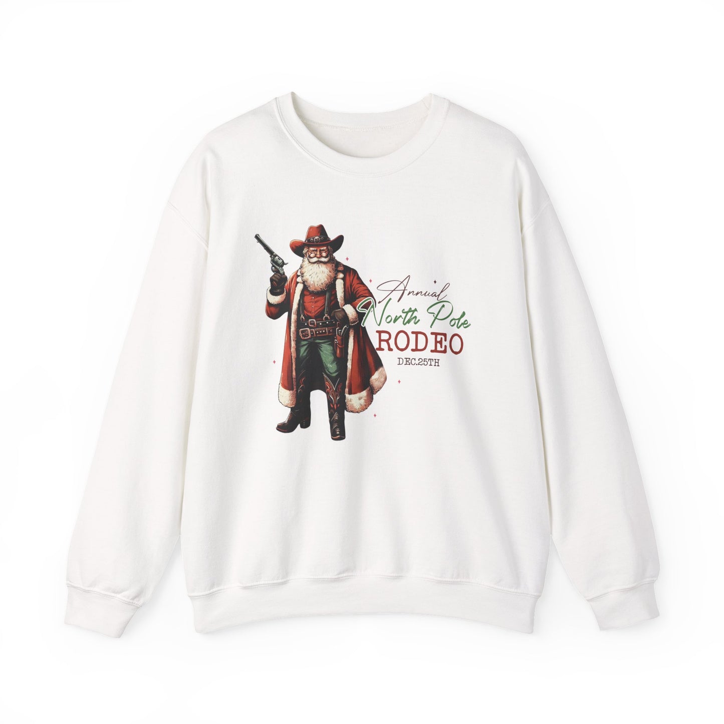 North Pole Rodeo Sweatshirt, Cowboy Santa Sweatshirt, Horseback Santa Clause - PopCultureByDesign36