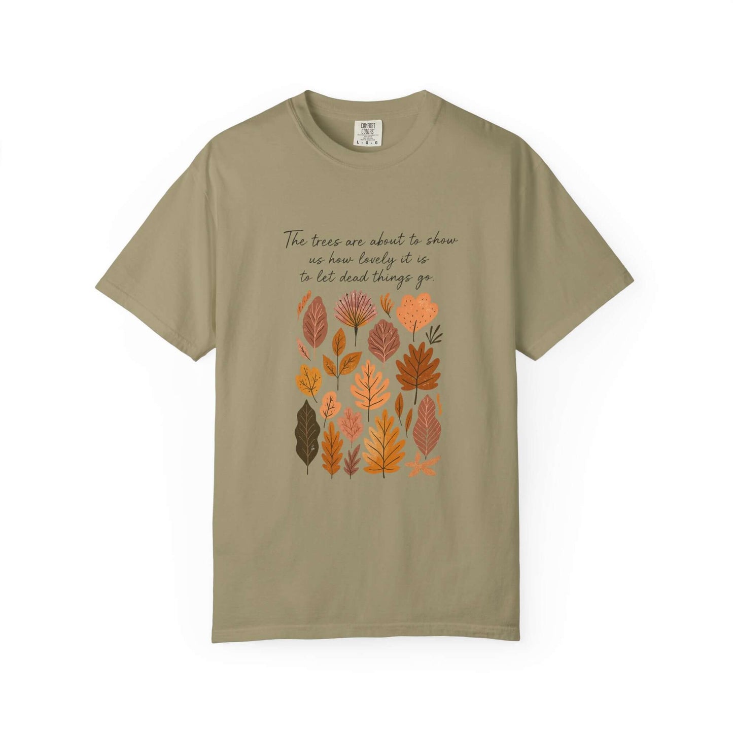 Boho Poem Fall Leaves T-shirt, Fall Shirt, Unisex Fall Top with autumn leaf design and inspirational quote.