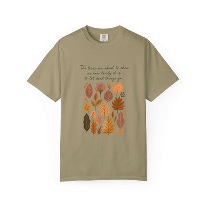 Boho Poem Fall Leaves T-shirt, Fall Shirt, Unisex Fall Top with autumn leaf design and inspirational quote.