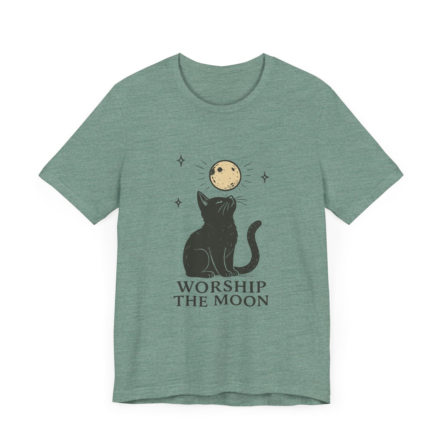 Worship The Moon, Cute Kitten Shirt, Celestial Cat Shirt - PopCultureByDesign36