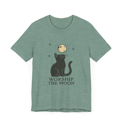 Worship The Moon, Cute Kitten Shirt, Celestial Cat Shirt - PopCultureByDesign36