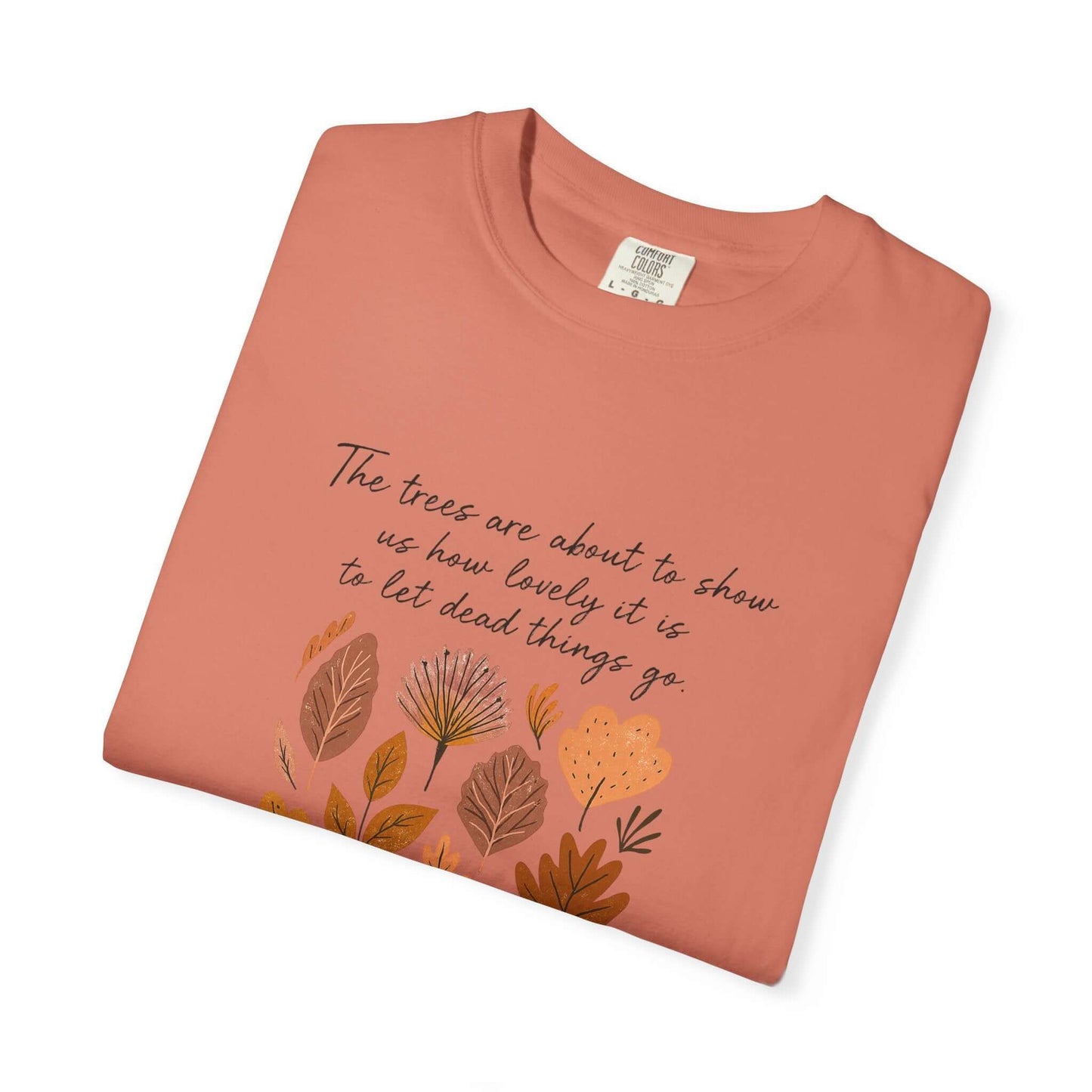 Boho Poem Fall Leaves T-shirt, Fall Shirt, Unisex Fall Top featuring autumn leaves design and motivational quote.