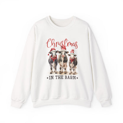 Christmas In The Barn, Cute Cow Christmas shirt, Country Farm Christmas Sweatshirt - PopCultureByDesign36