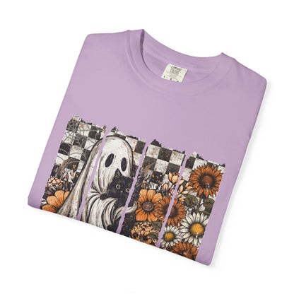 Comfort Colors Cute Strip Ghost Shirt, Halloween Costume, Vintage Vibe - PopCultureByDesign36