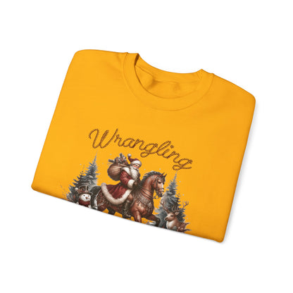 Wrangling Christmas, Cowboy Santa Sweatshirt, Howdy Country Christmas - PopCultureByDesign36