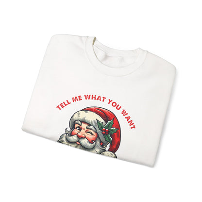 Tell Me What You Want Sweatshirt, Funny Christmas Shirt, Funny Santa Shirt - PopCultureByDesign36