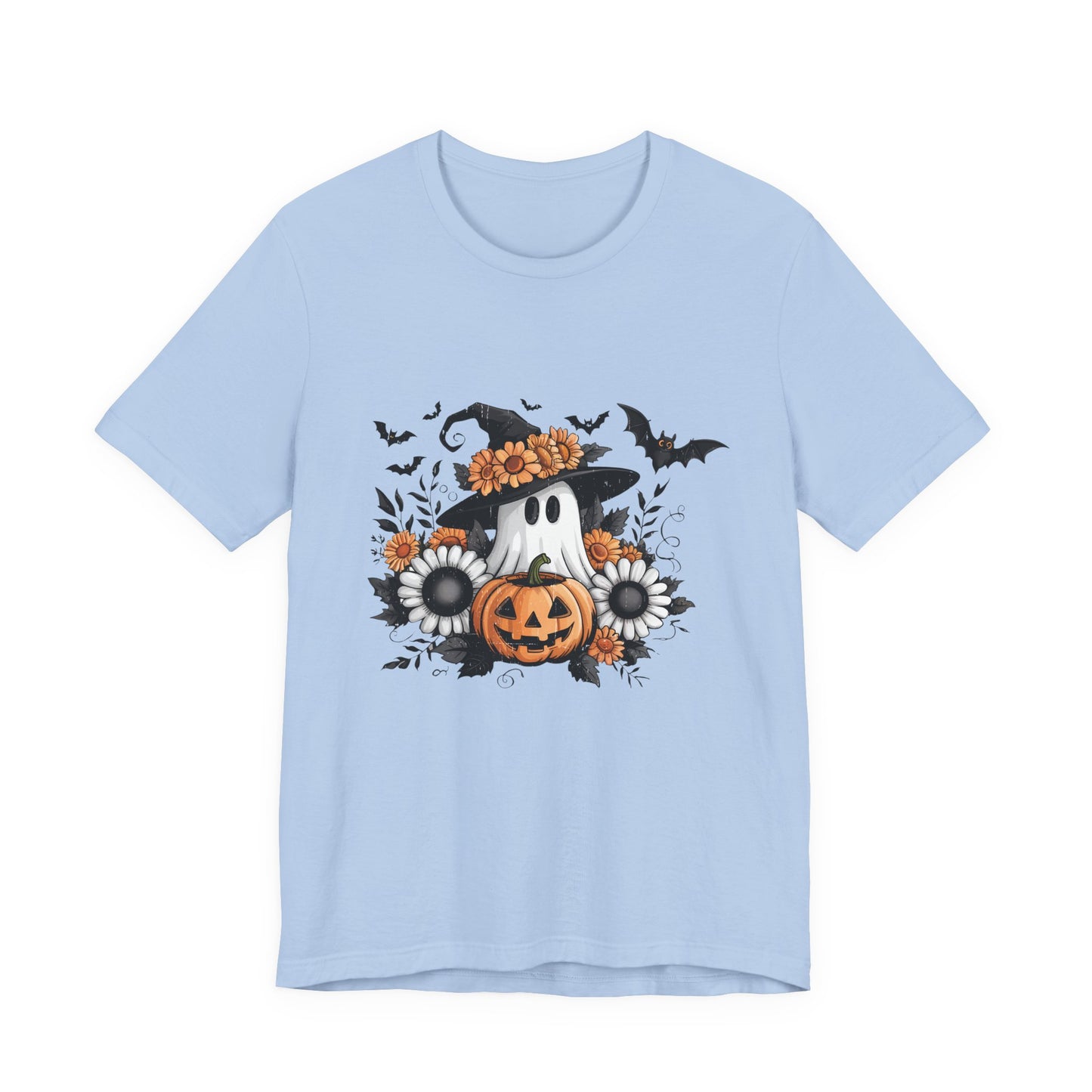 Funny Ghost Pumpkin Shirt, Boho Ghost Shirt, Soft floral ghost - PopCultureByDesign36