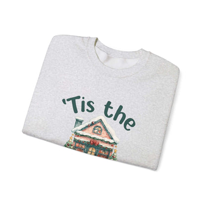 Tis The Season Cozy Christmas Cottage Sweatshirt, Holiday Bookstore Sweatshirt - PopCultureByDesign36