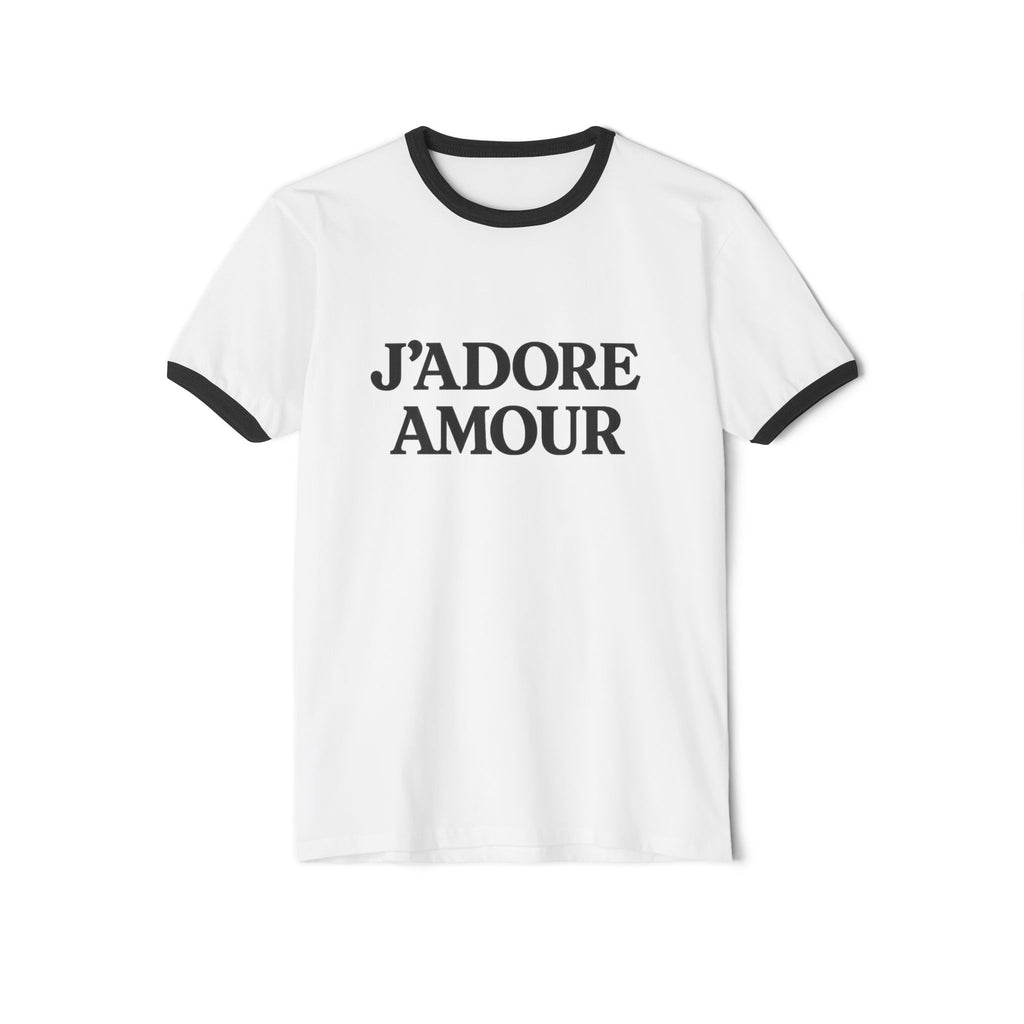 JAdore Amour Ringer TShirt Bold French Inspired Statement Tee by Printify
