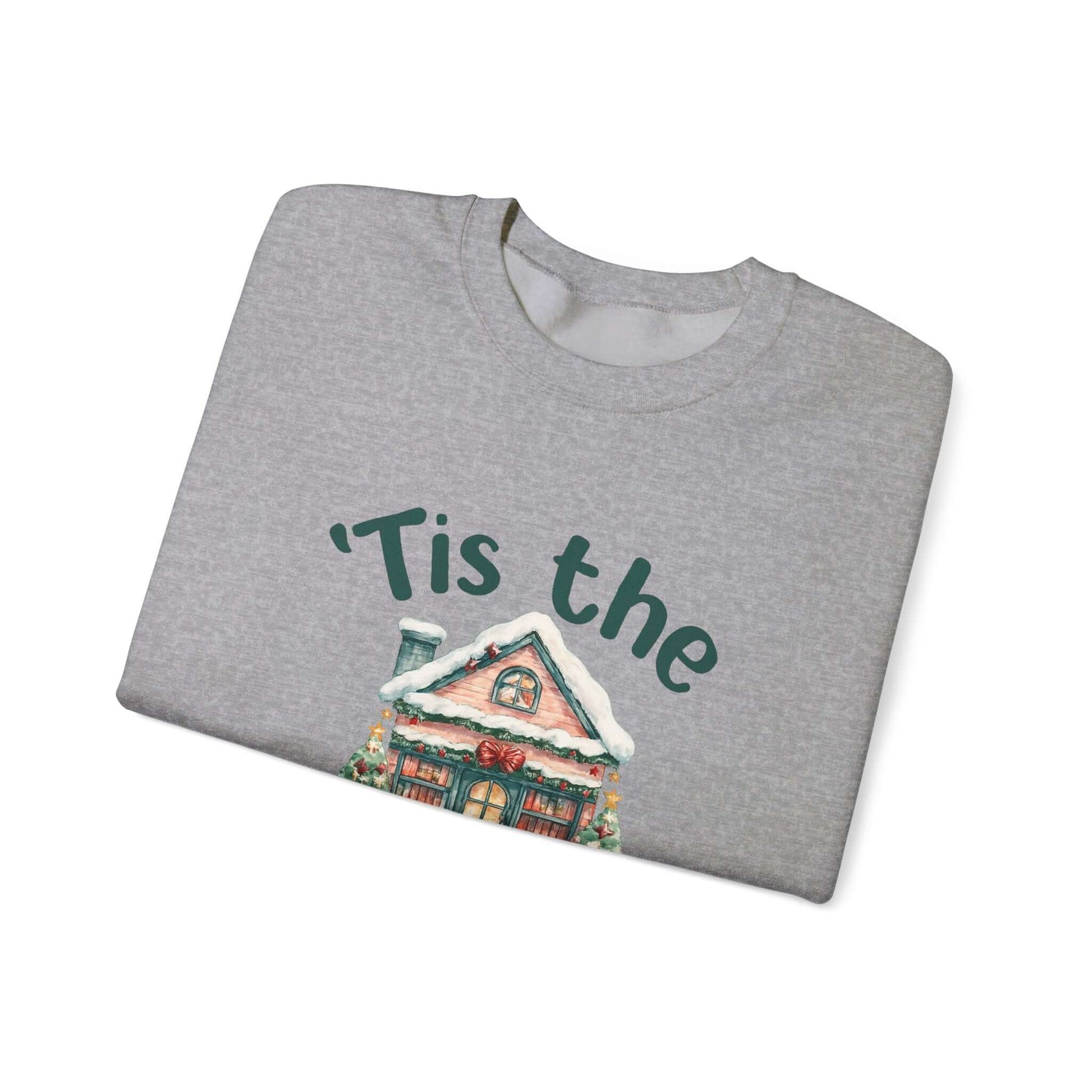Tis The Season Cozy Christmas Cottage Sweatshirt, Holiday Bookstore Sweatshirt - PopCultureByDesign36