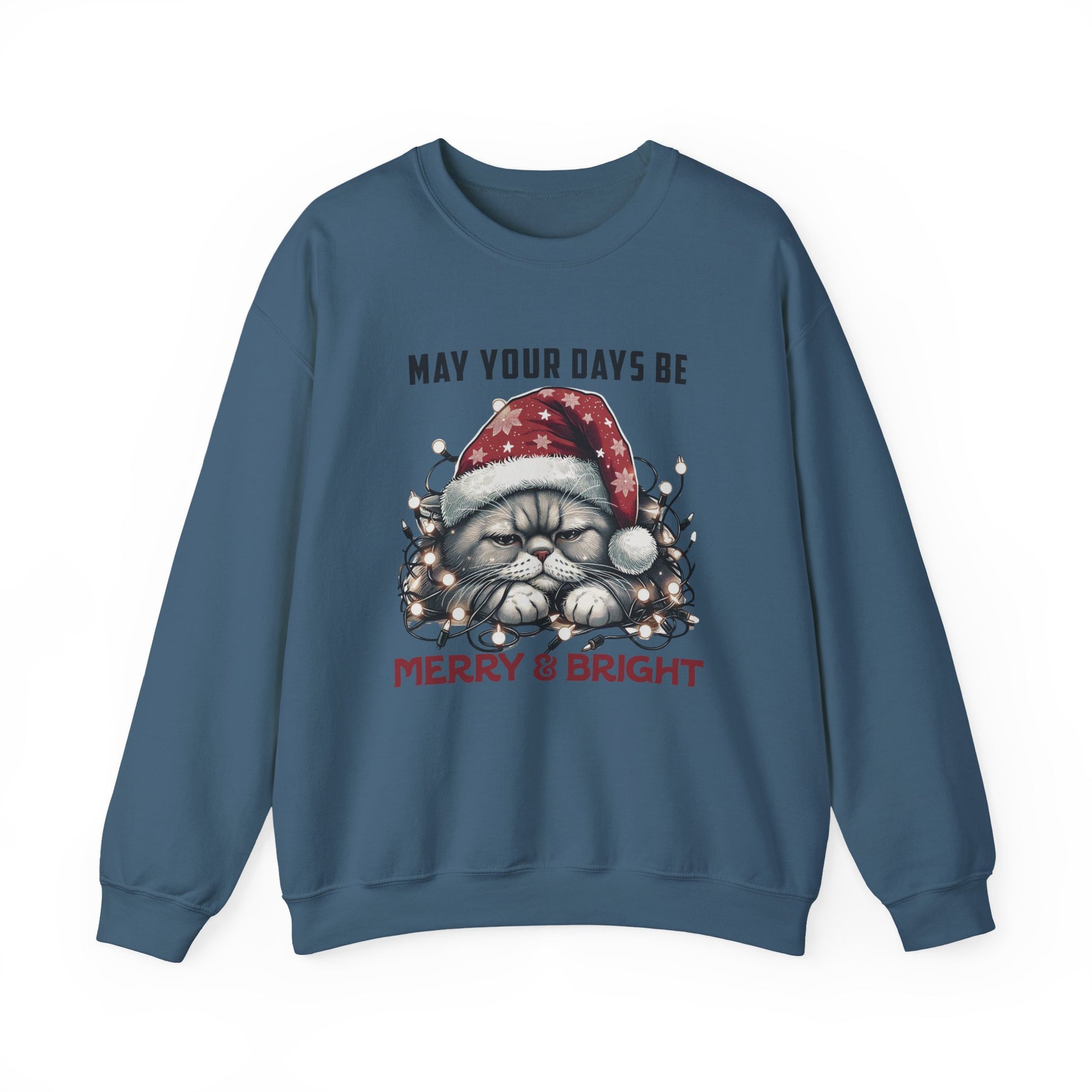 May Your Days Be Merry And Bright, Christmas Cat Sweatshirt, Holiday Cat - PopCultureByDesign36