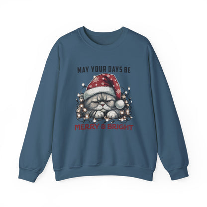 May Your Days Be Merry And Bright, Christmas Cat Sweatshirt, Holiday Cat - PopCultureByDesign36
