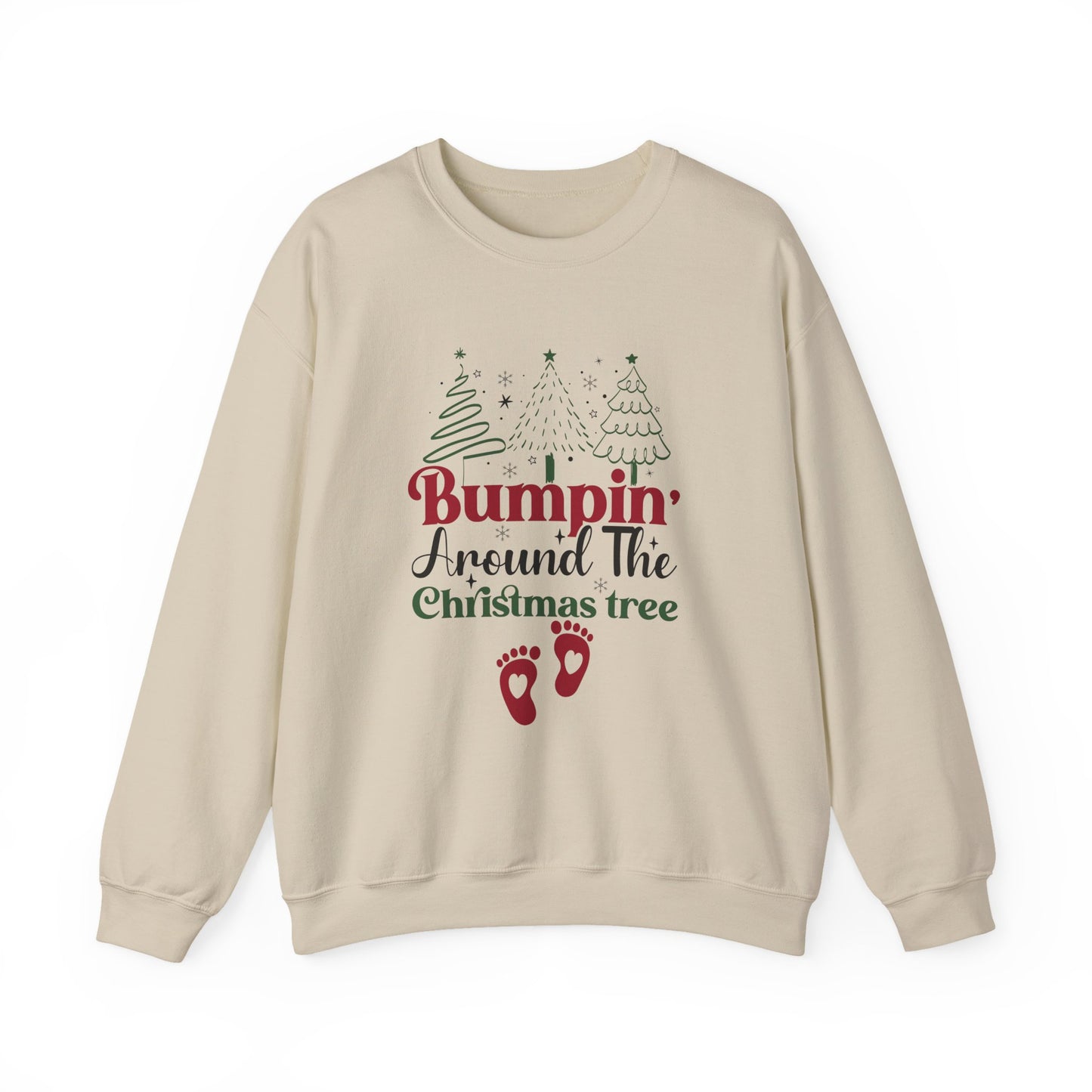 Bumpin Around Christmas Tree Sweatshirt, Pregnancy Reveal Sweater, Xmas Pregnant Shirt - PopCultureByDesign36