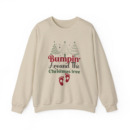 Bumpin Around Christmas Tree Sweatshirt, Pregnancy Reveal Sweater, Xmas Pregnant Shirt - PopCultureByDesign36