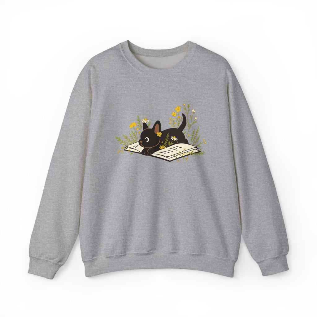 Vintage Boho French Bulldog Puppy Reading Sweatshirt by PopCultureByDesign36