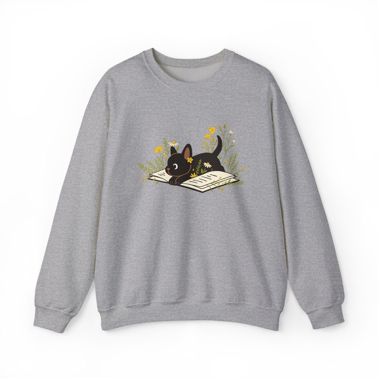 Vintage Boho French Bulldog Puppy Reading Sweatshirt