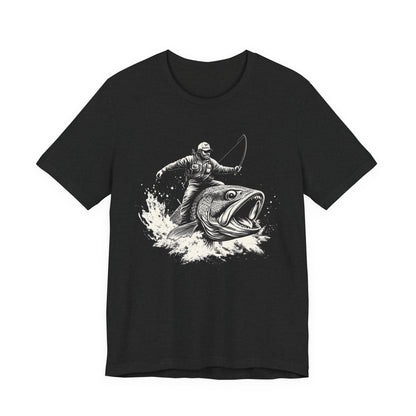 Funny Fisherman Riding a Trout T-Shirt, Fishing Tee, Wild Western Shirt - PopCultureByDesign36