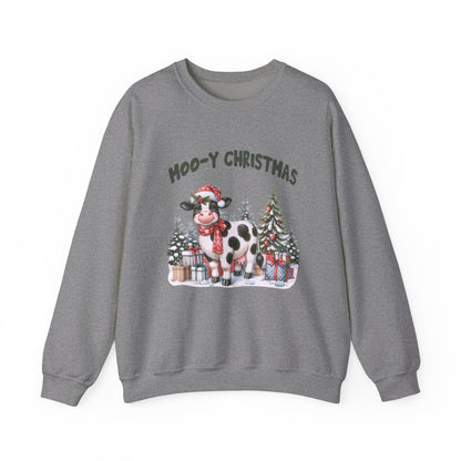 Moo-Y Christmas, Cute Cow Christmas sweatshirt, Country Farm Christmas Sweatshirt - PopCultureByDesign36