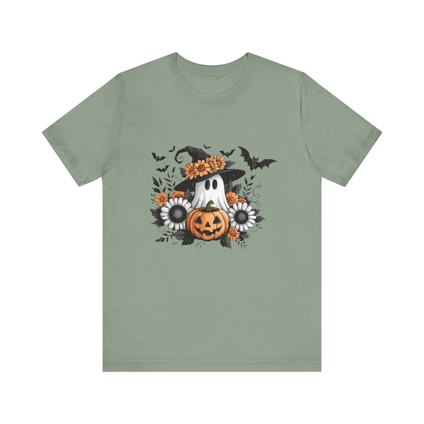 Funny Ghost Pumpkin Shirt, Boho Ghost Shirt, Soft floral ghost - PopCultureByDesign36