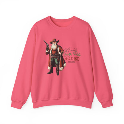 North Pole Rodeo Sweatshirt, Cowboy Santa Sweatshirt, Horseback Santa Clause - PopCultureByDesign36