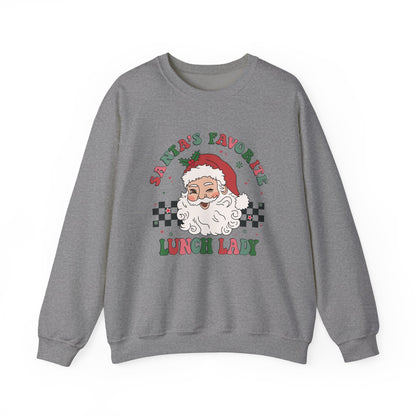 Santas Favorite Lunch Lady, Retro Santa Sweatshirt, Cute School Santa - PopCultureByDesign36