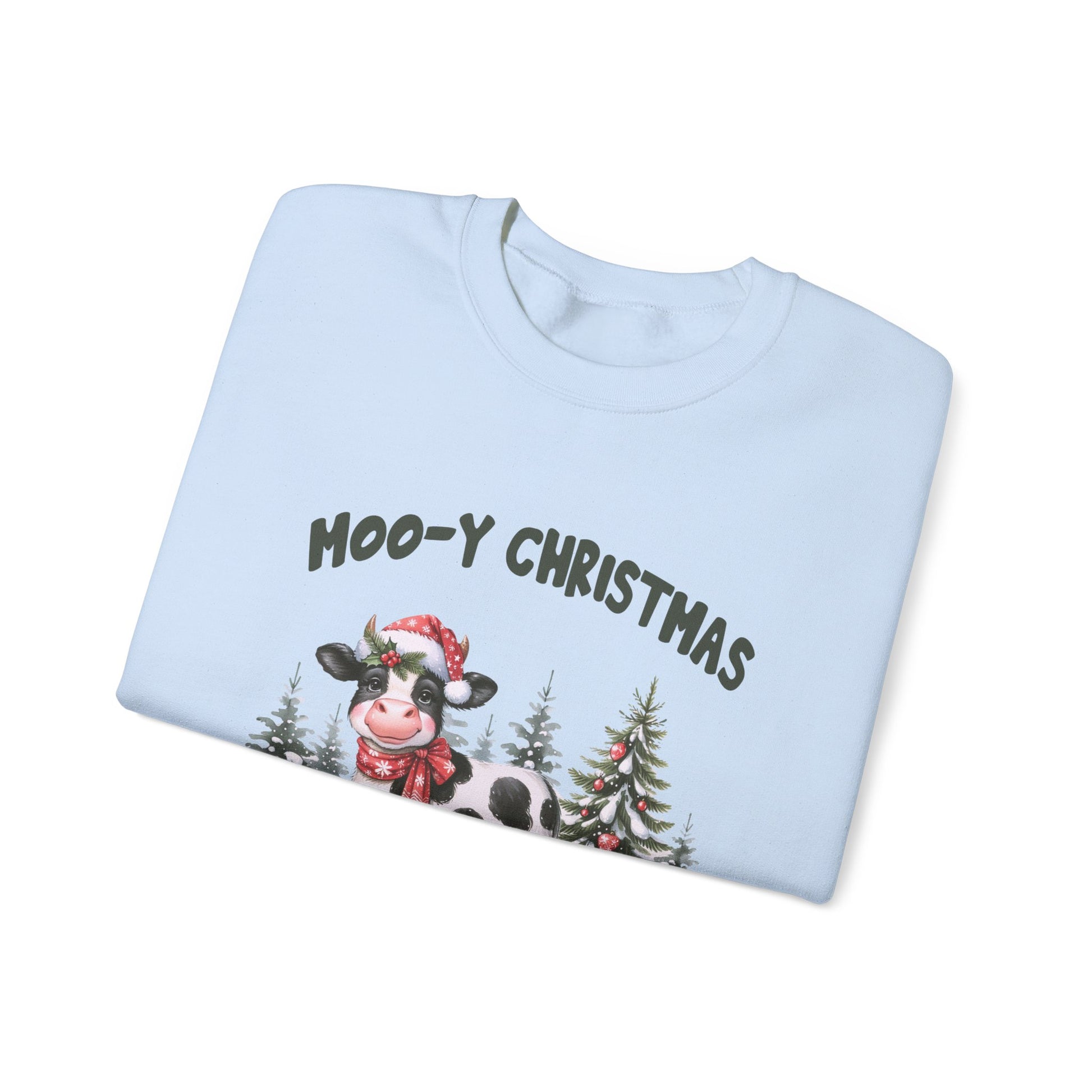 Moo-Y Christmas, Cute Cow Christmas sweatshirt, Country Farm Christmas Sweatshirt - PopCultureByDesign36