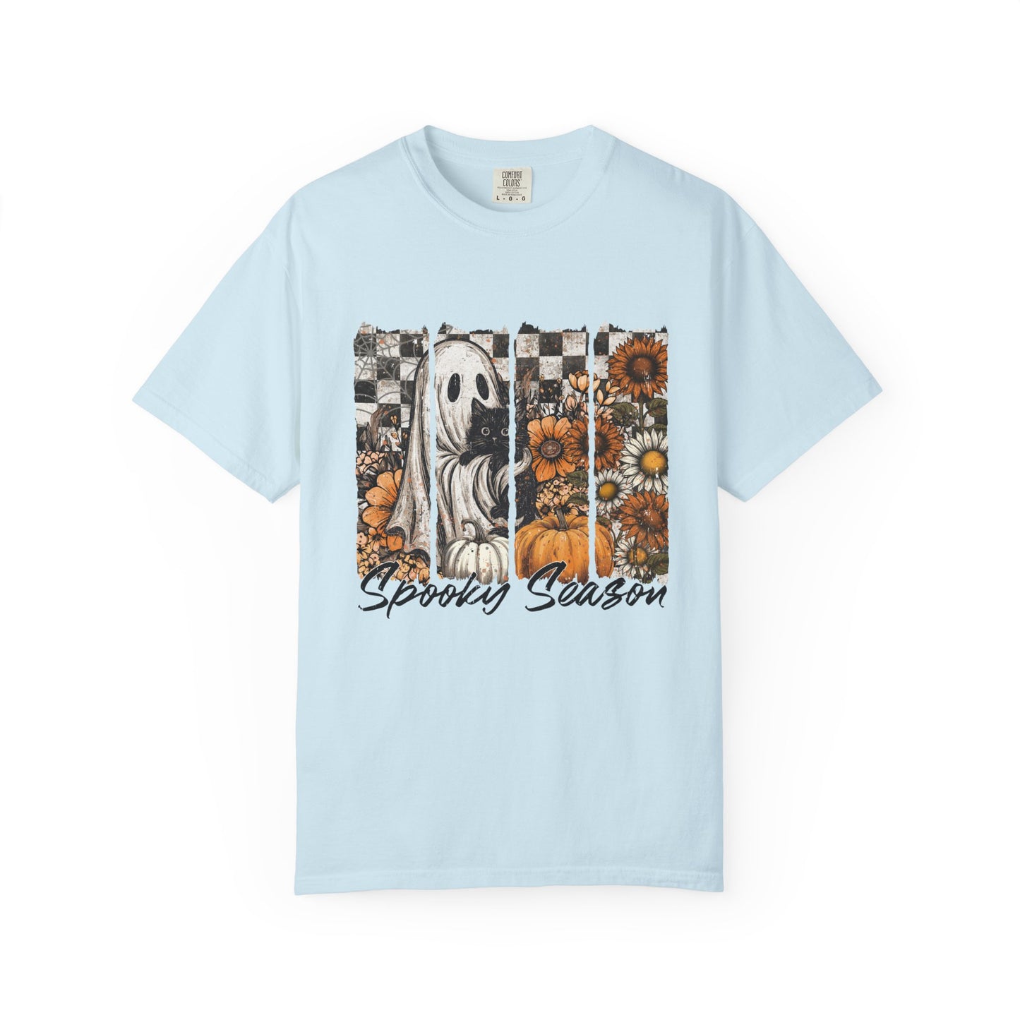 Comfort Colors Cute Strip Ghost Shirt, Halloween Costume, Vintage Vibe - PopCultureByDesign36