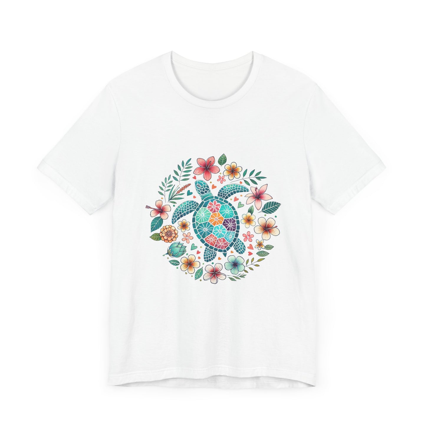 Turtle Ocean Sun T-Shirt, Floral Turtle Shirt, Boho Beach Tshirt - PopCultureByDesign36