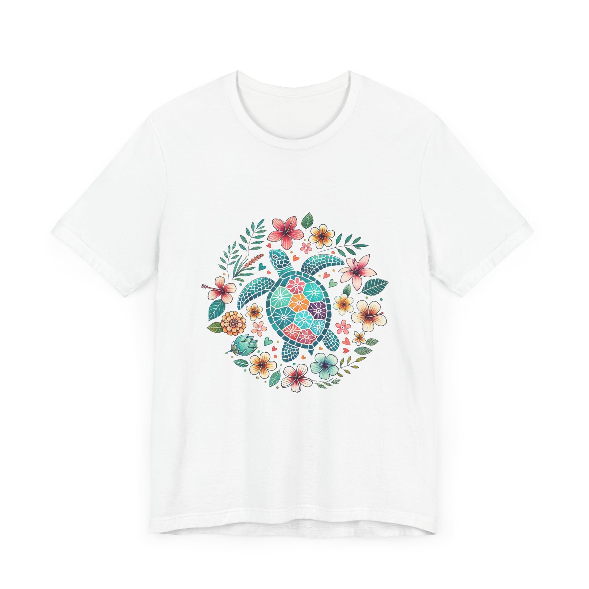 Turtle Ocean Sun T-Shirt, Floral Turtle Shirt, Boho Beach Tshirt - PopCultureByDesign36