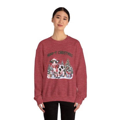 Moo-Y Christmas, Cute Cow Christmas sweatshirt, Country Farm Christmas Sweatshirt - PopCultureByDesign36