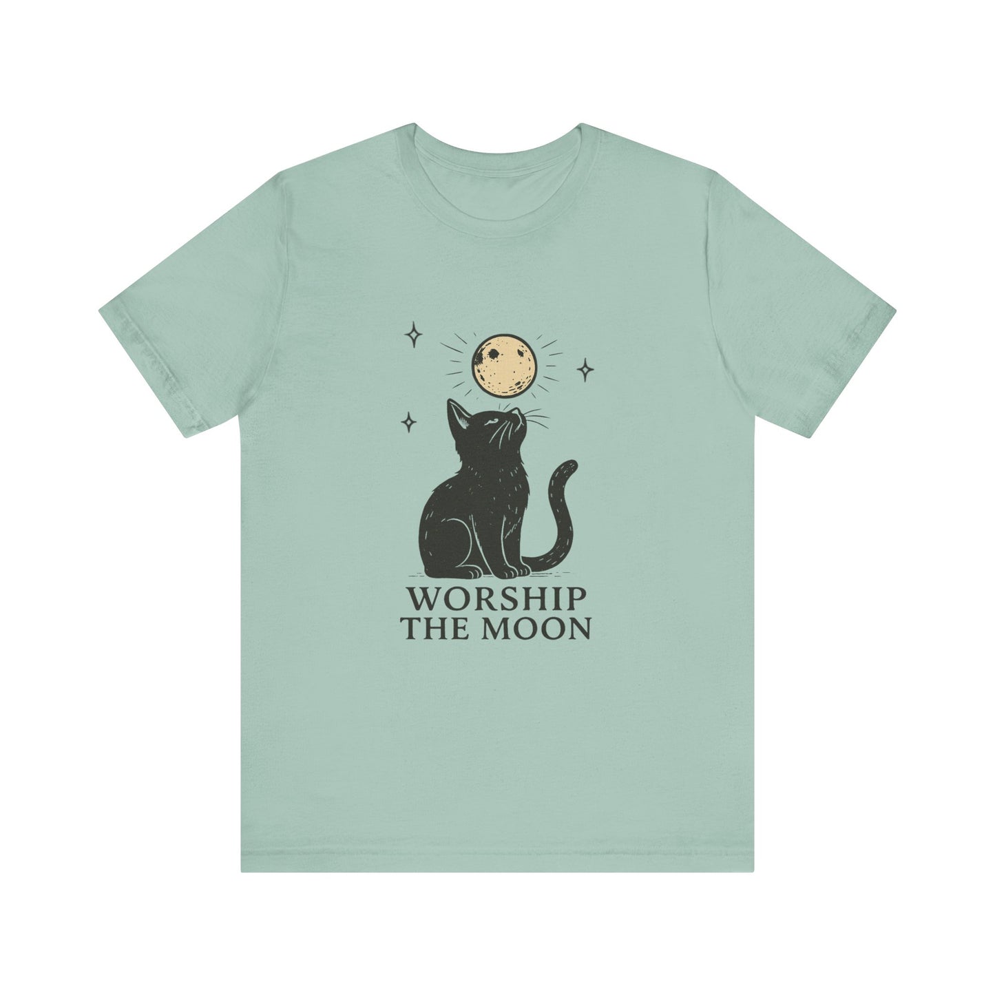 Worship The Moon, Cute Kitten Shirt, Celestial Cat Shirt - PopCultureByDesign36