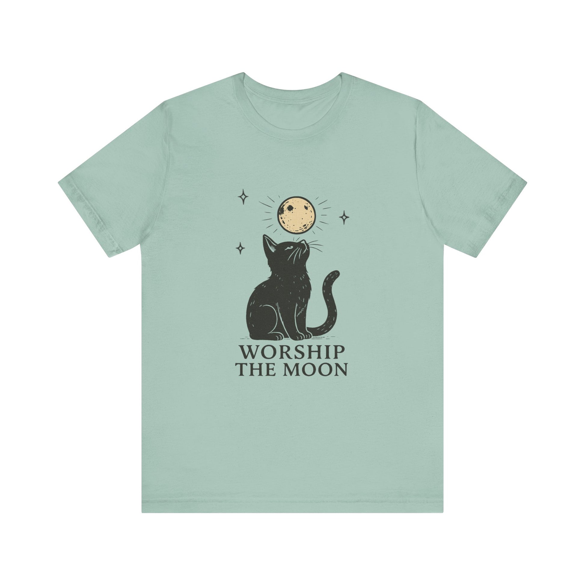 Worship The Moon, Cute Kitten Shirt, Celestial Cat Shirt - PopCultureByDesign36
