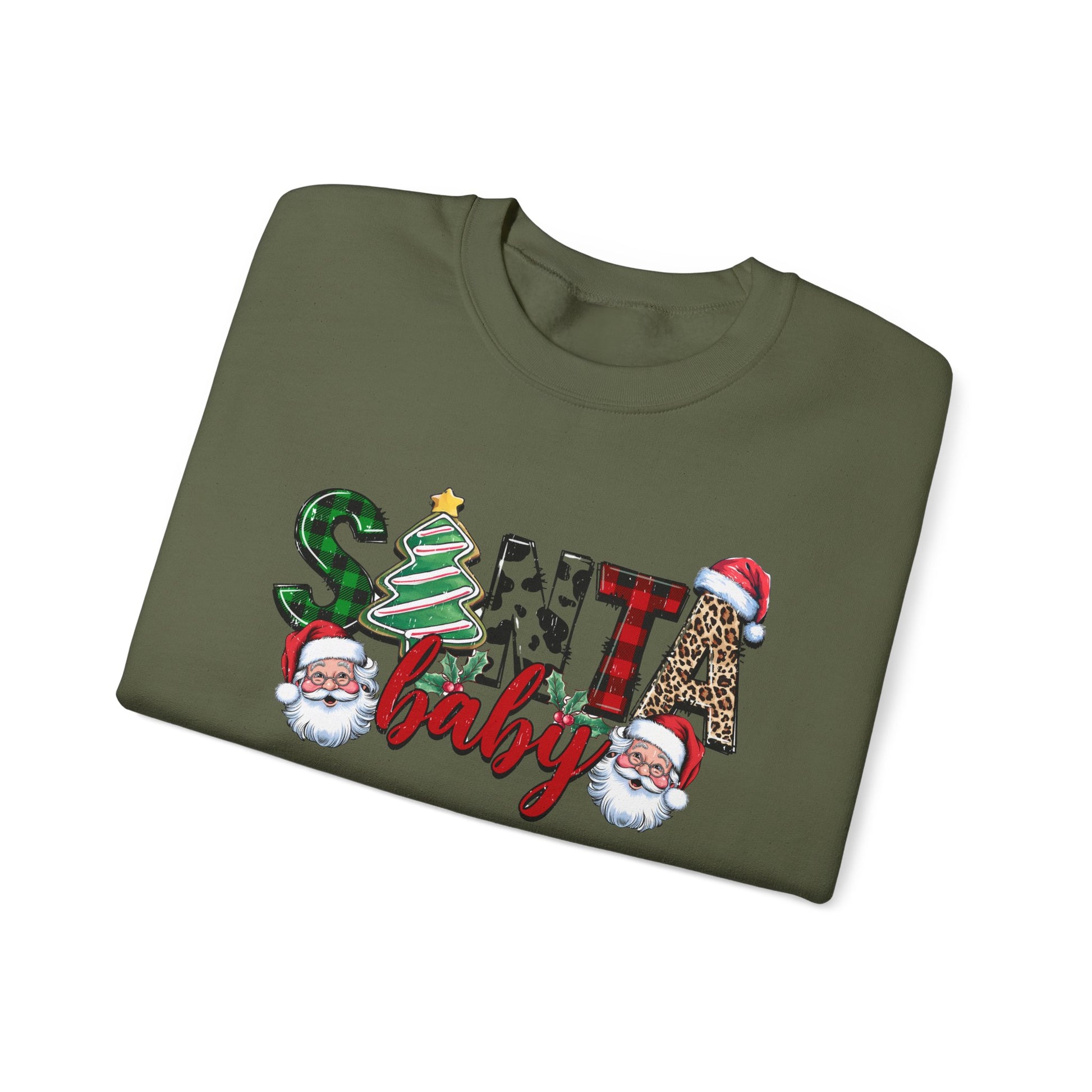Santa Baby Sweatshirt, Merry Christmas Sweater, Retro Santa Sweatshirt - PopCultureByDesign36