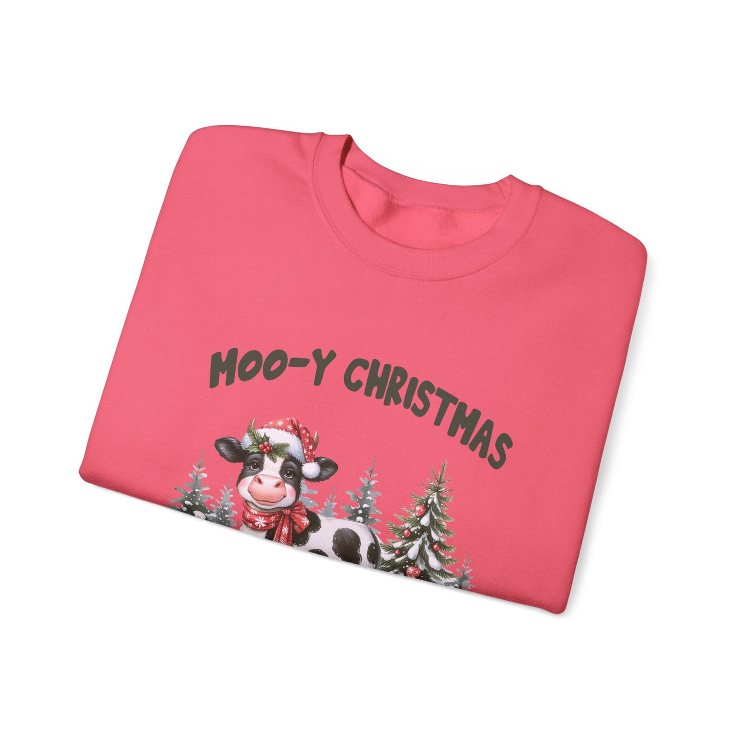 Moo-Y Christmas, Cute Cow Christmas sweatshirt, Country Farm Christmas Sweatshirt - PopCultureByDesign36