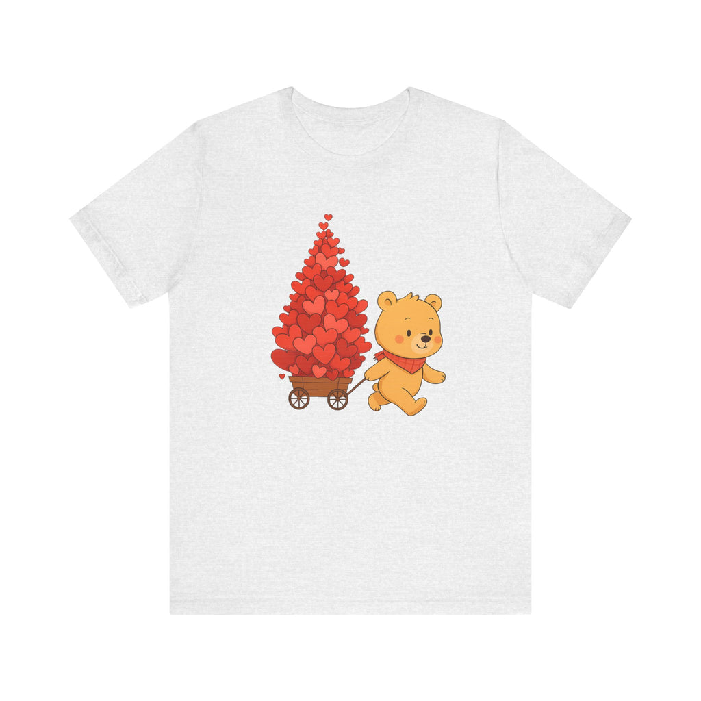 Valentine Bear Tee — Cute Bear with Heart-Filled Wagon by PopCultureByDesign36
