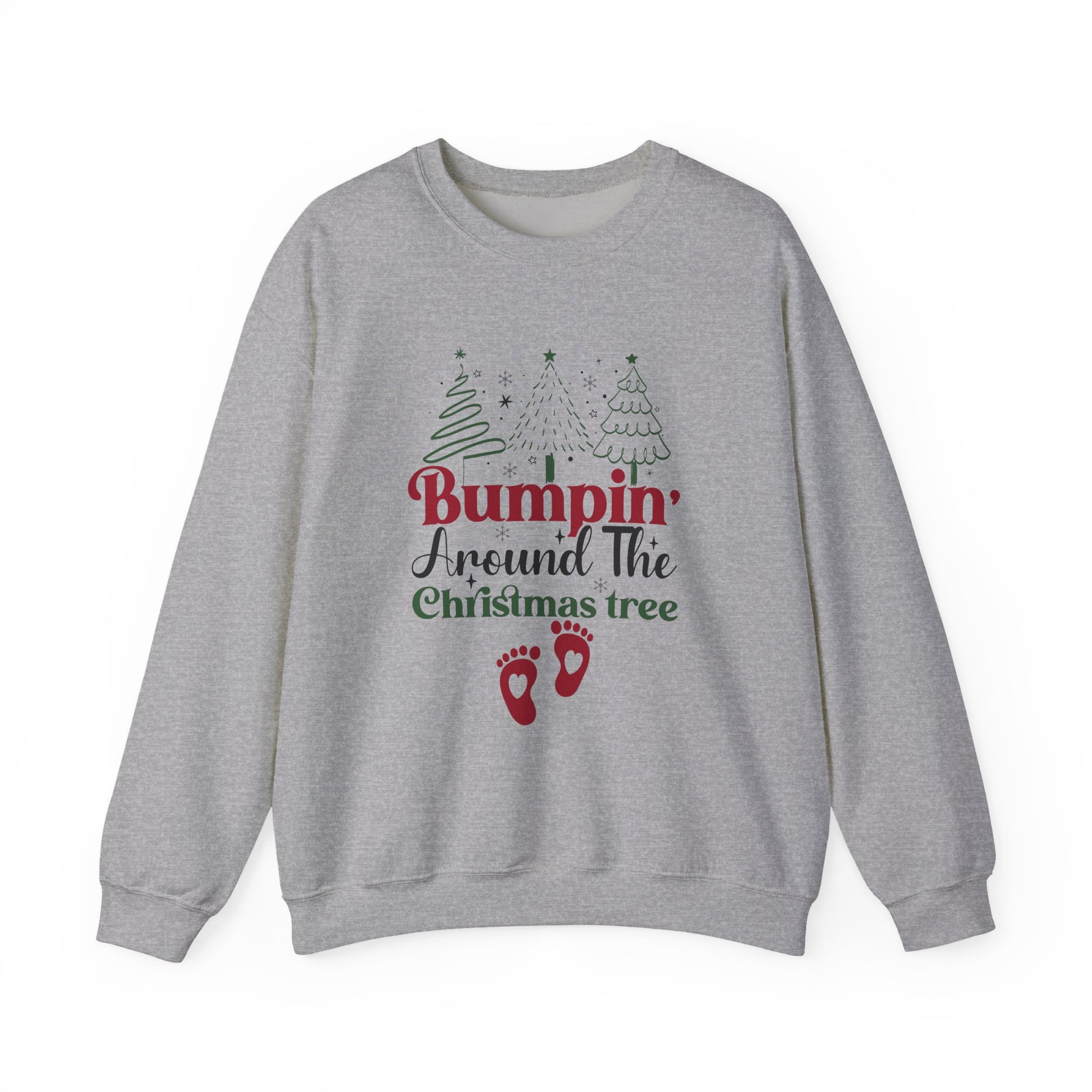 Bumpin Around Christmas Tree Sweatshirt, Pregnancy Reveal Sweater, Xmas Pregnant Shirt - PopCultureByDesign36