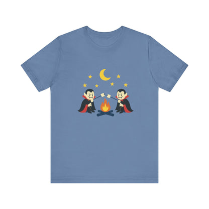 Camping Dracula Tee, Halloween Shirt, Spooky Camping Top - PopCultureByDesign36